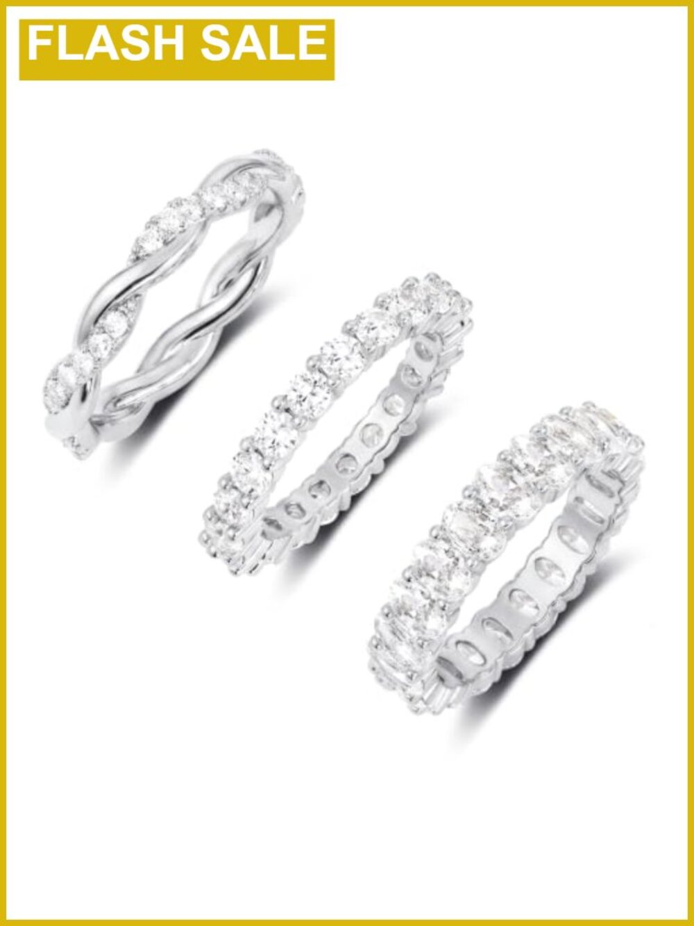 Eternity Wedding Band Ring Set CZ Gold Plated Prong